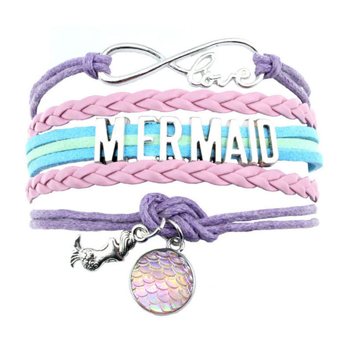 Wholesale Bracelet Alloy Mermaid Fish Scale Hand Woven Bracelet MOQ≥2 JDC-BT-FengR004