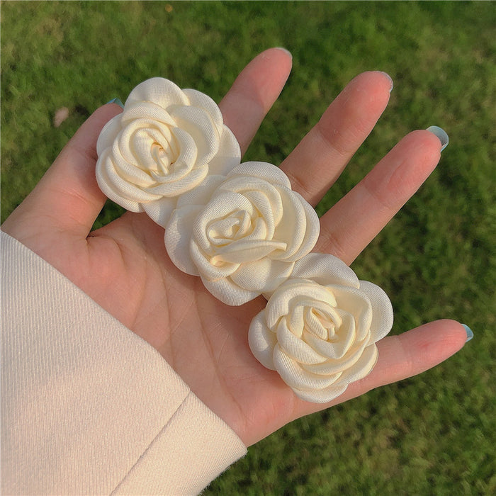 Wholesale French Satin Stereo Camellia Hair Clip MOQ≥4 JDC-HC-HaoF003