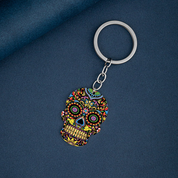 Keychain al por mayor Titanium Steel Halloween Day Skull Moq≥2 JDC-KC-Huanyu016