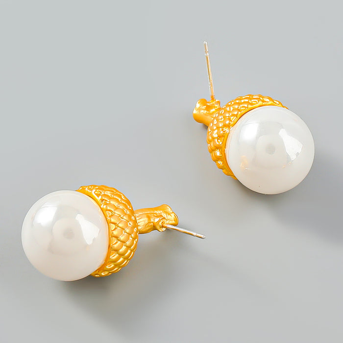 Wholesale Alloy Earrings with Pearls and Acorns JDC-ES-JL1062