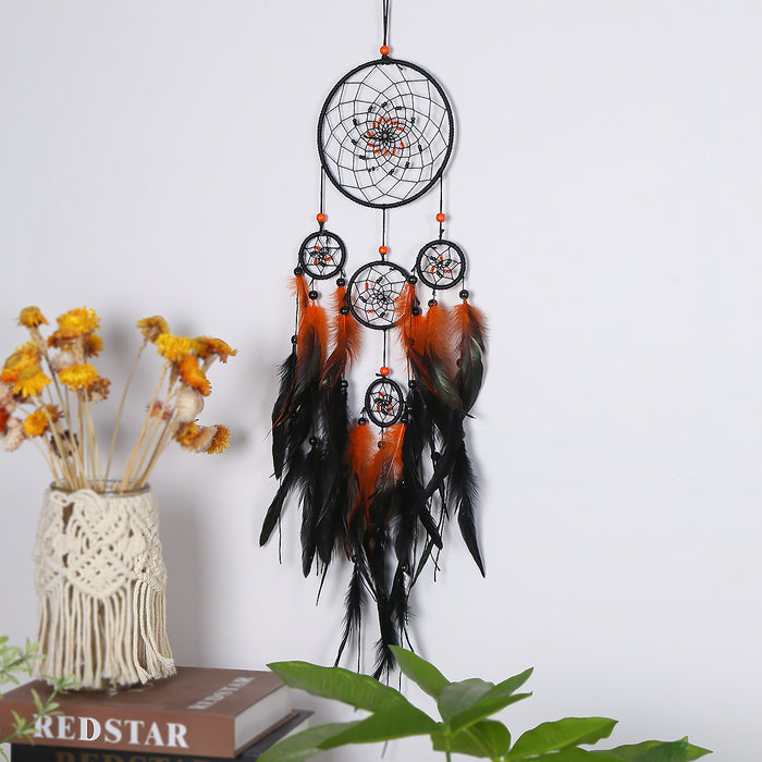 Wholesale Feather Iron Ring Five Ring Dreamcatcher JDC-DC-LZ052
