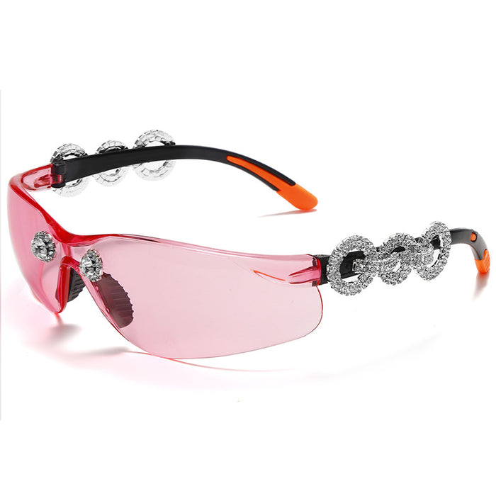 Wholesale Sunglasses PC Frameless Crystal Rhinestone One Piece JDC-SG-GuY005