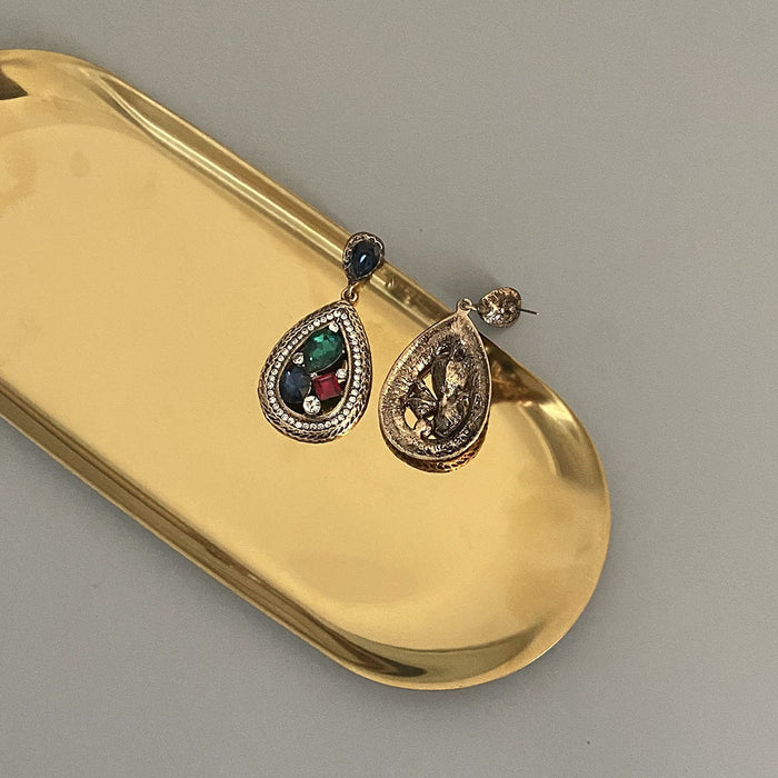 Wholesale Vintage Water Drop Diamond Earrings Openwork Imitation Gemstones JDC-ES-LIUM053