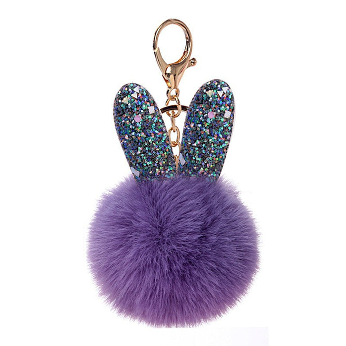 Wholesale keychain hair ball cute bunny ears bag pendant MOQ≥2 JDC-KC-YXin004