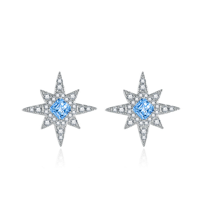 Jewelry WholesaleWholesale Octagon Star ColorEd Blue Diamond Gold Plated Earrings JDC-ES-BZ018 Earrings 标志 %variant_option1% %variant_option2% %variant_option3%  Factory Price JoyasDeChina Joyas De China