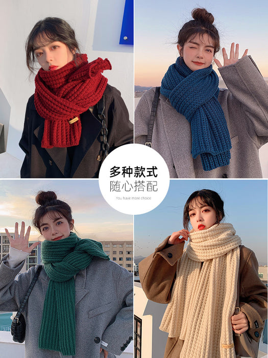 Wholesale Scarf Imitation Cashmere Knitted Wool Thermal Shawl MOQ≥2 JDC-SF-Weishang003