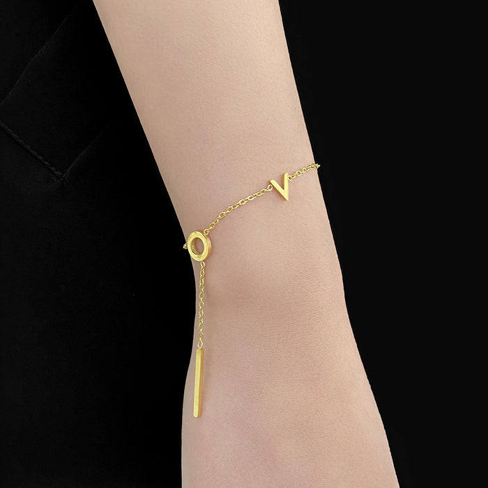 Wholesale bracelet titanium steel real gold letter LOVE stainless steel MOQ≥3 JDC-BT-yingK005