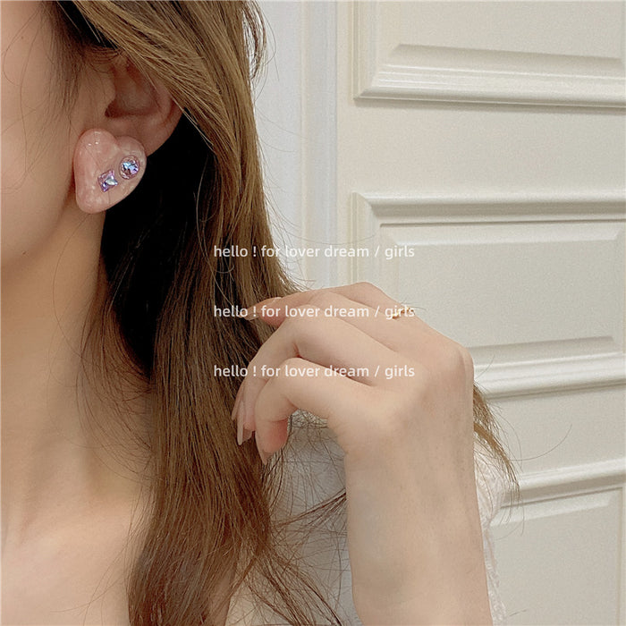 Wholesale Acrylic Acetate Earrings Love Rhinestones MOQ≥2 JDC-ES-Lfm008