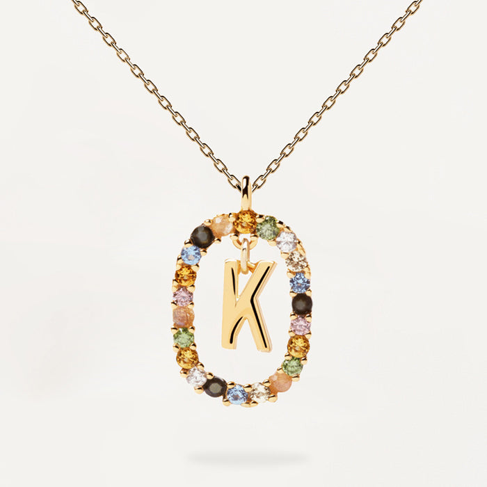 Wholesale Necklaces copper colored zircon letter necklace MOQ≥2 JDC-NE-LYDa001