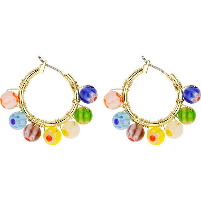 Wholesale Earrings Alloy Candy Colored Beaded Earrings JDC-ES-Tql013