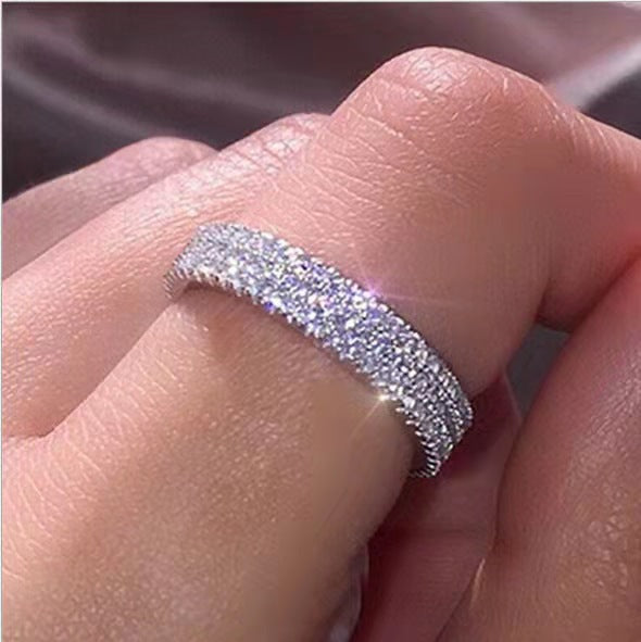 Wholesale alloy three rows of diamond ring accessories JDC-RS-Xizai003