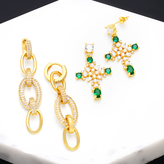 Wholesale Geometric Chain Earrings Copper JDC-ES-AS103