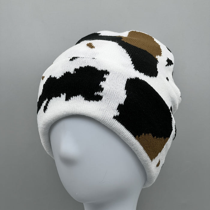 Hat al por mayor Patrón de vaca acrílica Sombrero de jóvenes cálidos MOQ≥2 JDC-FH-MIHAO004