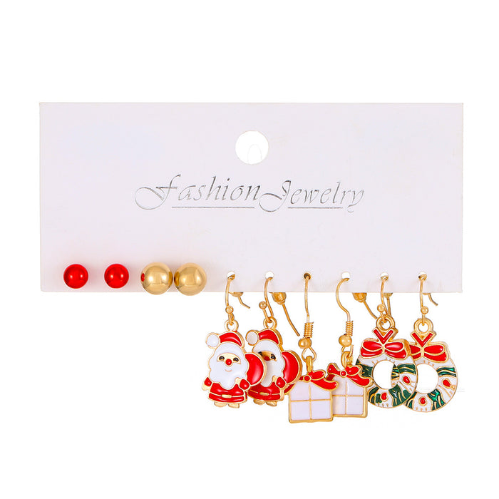 Wholesale Earrings Alloy Enamel Christmas Stud Earrings 5 Pairs Set JDC-ES-A538