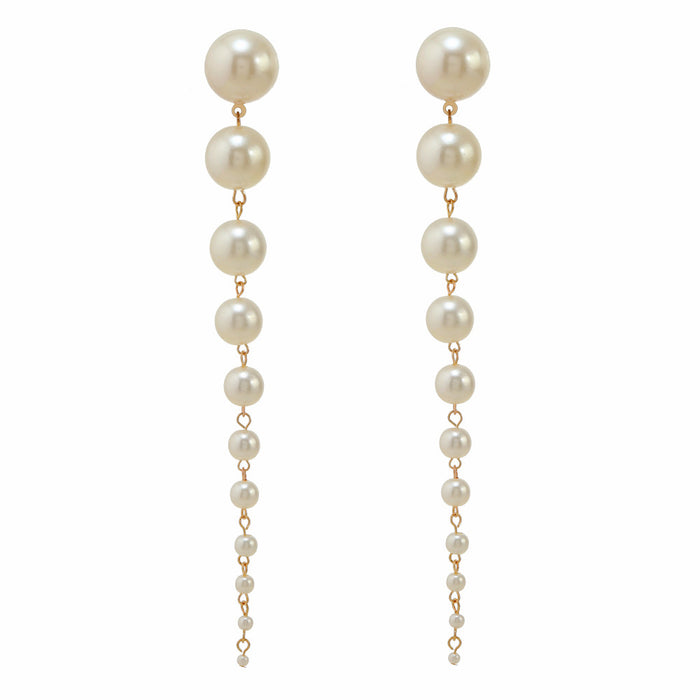 Wholesale Long Pearl Personality Exaggerated Earrings JDC-ES-LY025