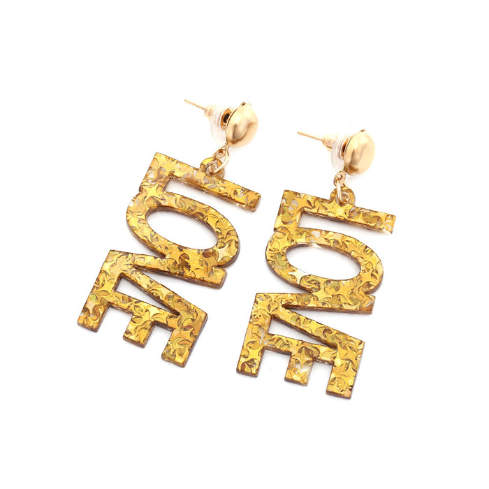 Pendientes de letras acrílicas de oro de oro al por mayor JDC-es-Many047