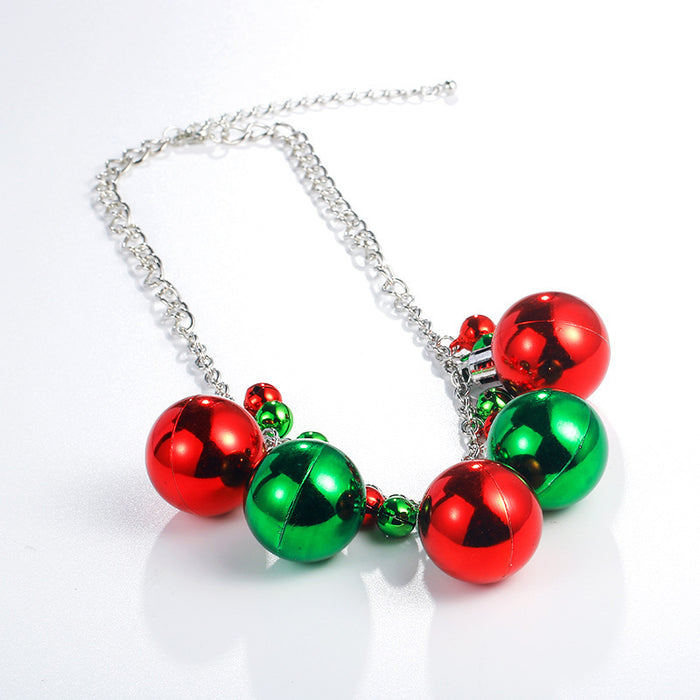 Wholesale Necklaces Alloy Christmas Red Green Balls JDC-NE-TuC004