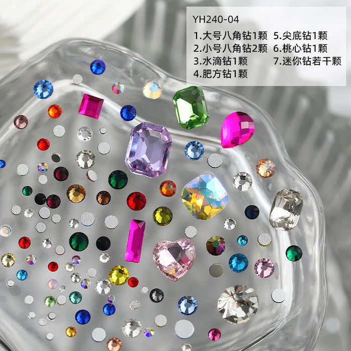 Las piedras preciosas de color al por mayor decoraciones de arte de uñas en forma de plástico JDC-NS-Wenyu002