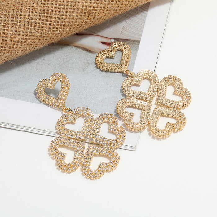 Wholesale earrings alloy diamond heart MQO≥2 JDC-ES-zhuoq016