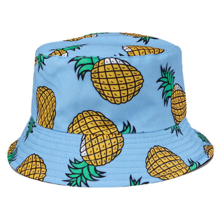 Wholesale Double Sided Pineapple Bucket Hat Surf Sun Protection Sun Hat JDC-FH-YFan003
