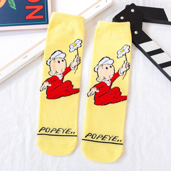 Cartoon al por mayor pareja de mareas calcetines coreanos espinacas Popeye calcetines moq≥5 jdc-sk-zqb010