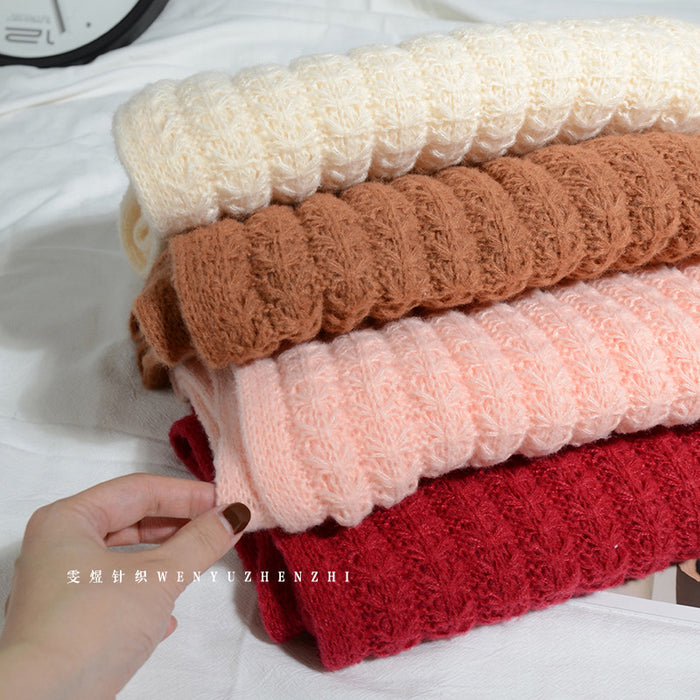 Wholesale Scarf Polyester Cotton Winter Thickening Warm Knit Solid Color JDC-SF-hengc012