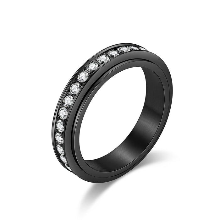 Wholesale Titanium Steel Encrusted Diamond Spinning Ring Relieve Anxiety JDC-RS-PREMLQF001