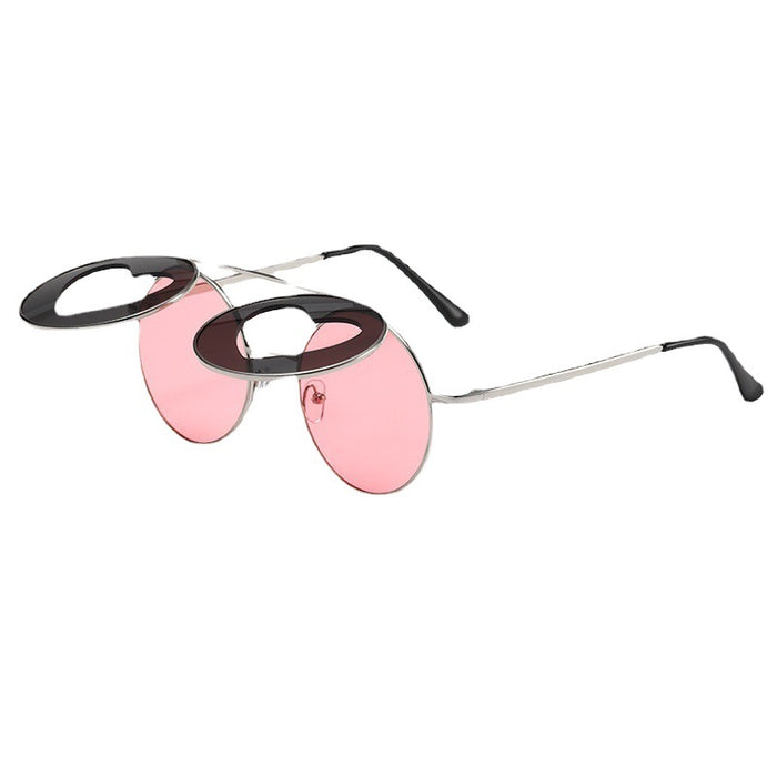 Wholesale Sunglasses PC Lens Heart Shape Flip Metal Frame MOQ≥2 JDC-SG-QiC003