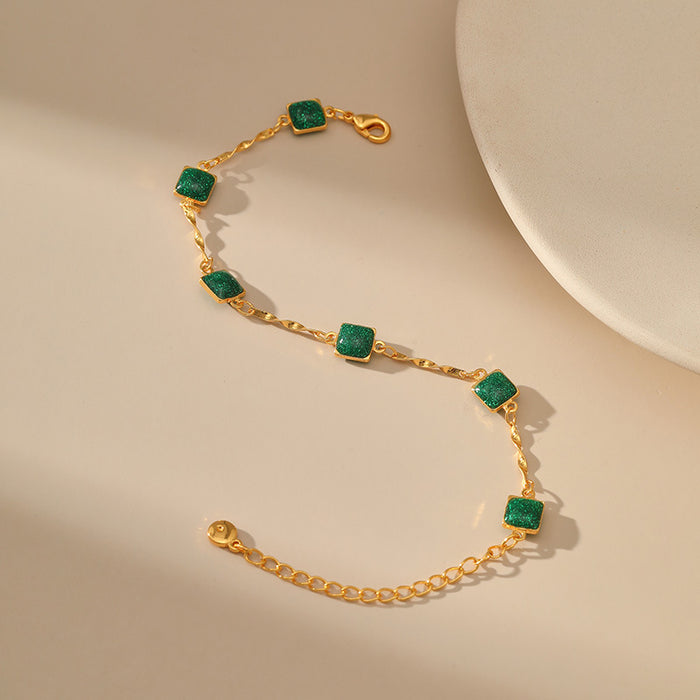 Wholesale Bracelet Copper Emerald Gold Plated Bracelet MOQ≥2 JDC-BT-XiL003