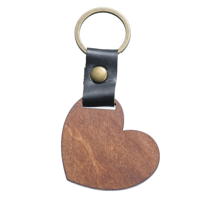 Wholesale Wooden DIY custom keychain Metal Leather Keyring JDC-KC-HeYu003