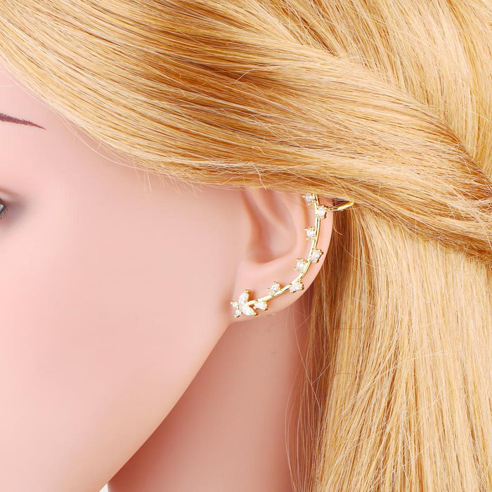Wholesale Earrings Copper Plated 18K Gold Zirconia Ear Clips Heart Shape JDC-PREMAS-ES-015