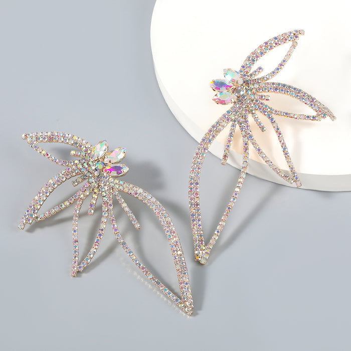 Wholesale claw chain series alloy diamond flower earrings Alloy rhinestone JDC-ES-JL1076