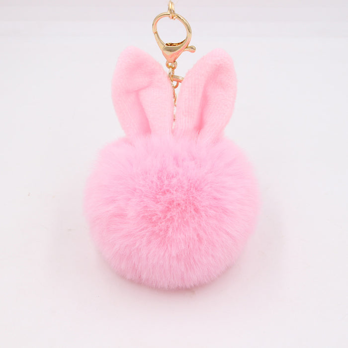 Wholesale Rabbit Ears Fur Ball Plush Keychain Hanging JDC-KC-ZuGe080