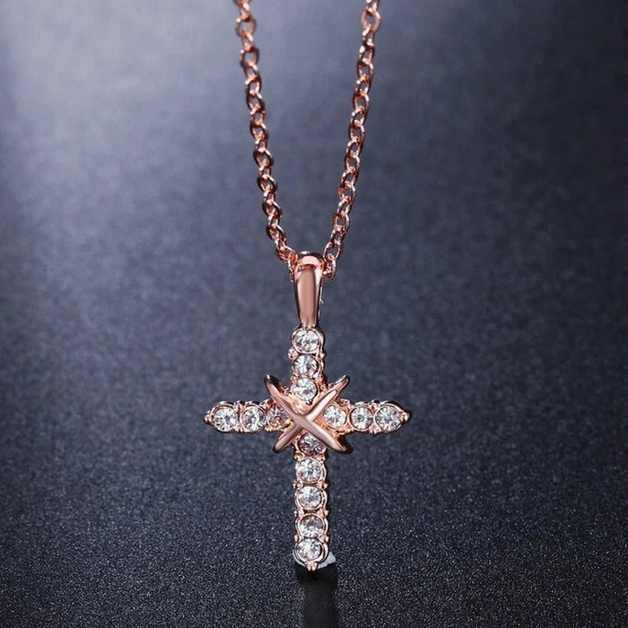 Wholesale Full Zircon Cross Cross Pendant Necklace JDC-NE-XunO063