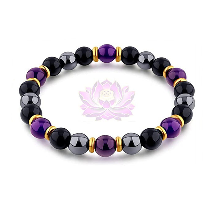 Wholesale Bracelet Black Gallstone Purple Beads Hand Beaded MOQ≥2 JDC-BT-DNS005