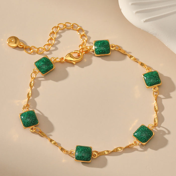 Wholesale Bracelet Copper Emerald Gold Plated Bracelet MOQ≥2 JDC-BT-XiL003