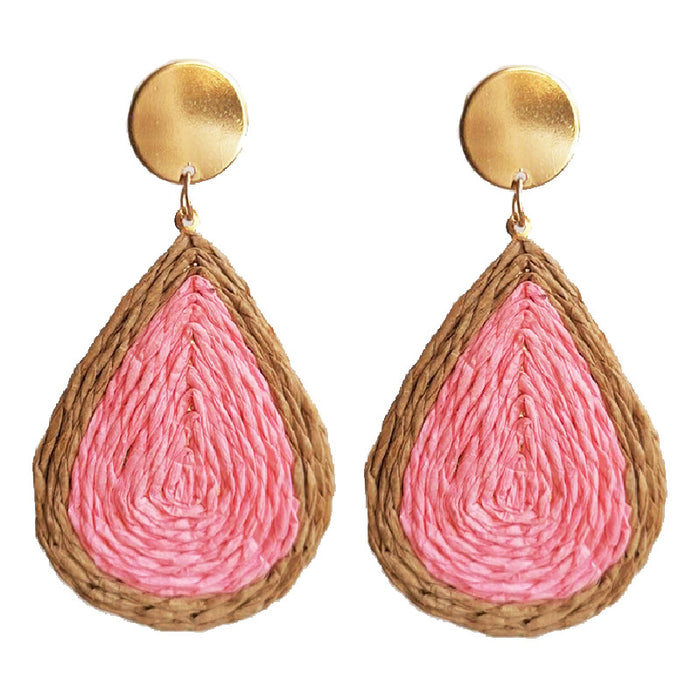 Wholesale Jewelry Ladies Braided Rattan Earrings  MOQ≥3 JDC-ES-heyi011
