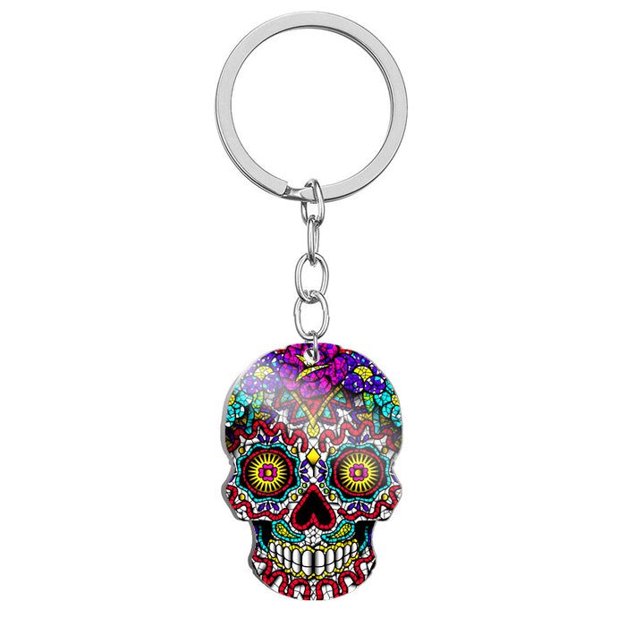 Keychain al por mayor Titanium Steel Halloween Day Skull Moq≥2 JDC-KC-Huanyu016