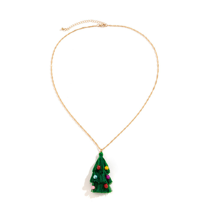 Wholesale Necklaces Chain Cotton Thread Tassel Christmas Tree JDC-NE-KunJ175