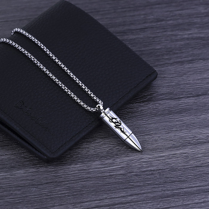 Wholesale Titanium Steel Father's Day Gift Solid Bullet Men Necklace JDC-NE-shengshuo004
