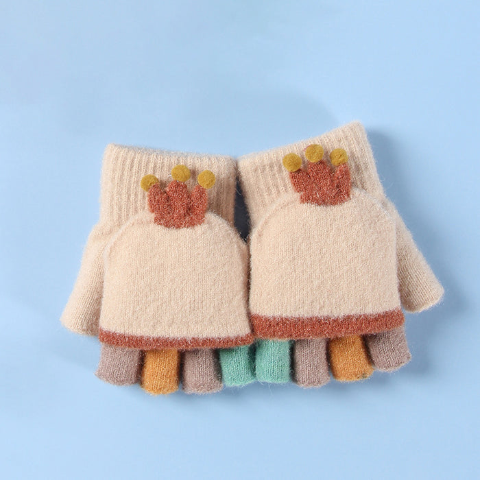 Wholesale Gloves Plush Warm Cute Flip Half Finger Knitted Touch Screen JDC-GS-RH018