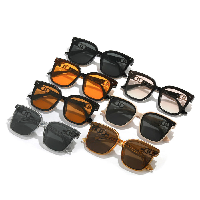 Wholesale Retro Tea Orange Sunglasses Large Frame UV Protection JDC-SG-MiM001
