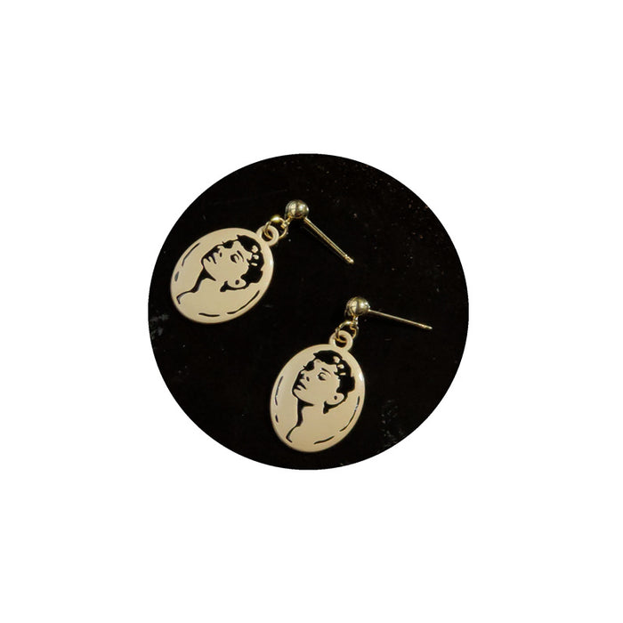 Wholesale Copper  Matte Oval Engraved Earrings JDC-ES-eryu001
