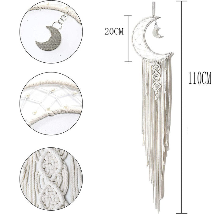 Boho boho hilo tejido hilo de algodón luna de luna Dreamcatcher MOQ≥2 JDC-DC-HFENG002