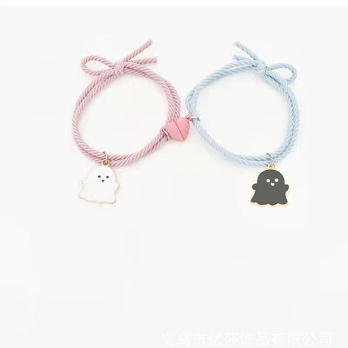 Wholesale Bracelet Alloy Cute Ghost Head Rope Small Rubber Band Couple Magnetic Suction MOQ≥2 JDC-BT-YiSha003