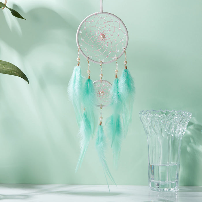 Wholesale Dreamcatcher Feather Glass Hoop Hand Woven MOQ≥2 JDC-DC-HuiXin001