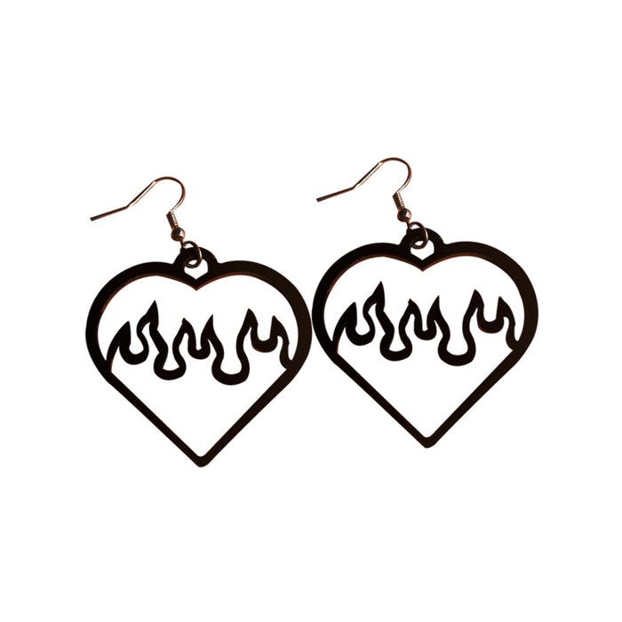 Wholesale Earrings Acrylic Heart Flame Hollow MOQ≥2 JDC-ES-MOSHU040