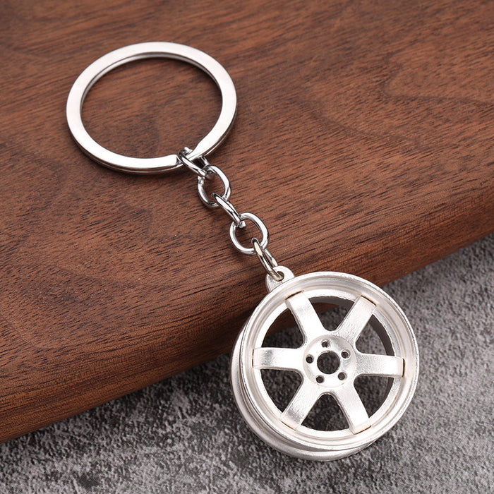 Wholesale three-dimensional car modification accessories wheel metal keychain JDC-KC-YiJ005