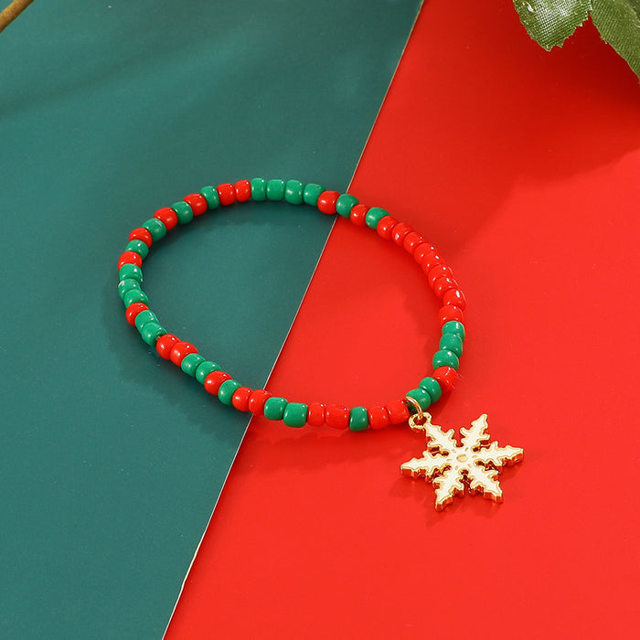 Wholesale Christmas Beaded Snowflake Bell Bracelet Set JDC-BT-D089
