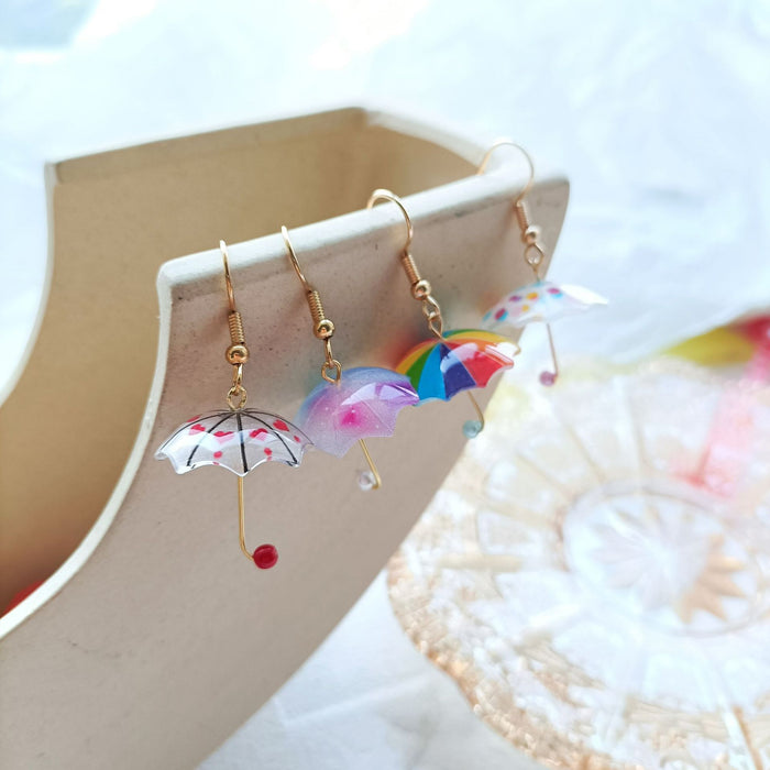 Wholesale S925 Silver Rainbow Small Umbrella Acrylic Earrings JDC-ES-MISUI001
